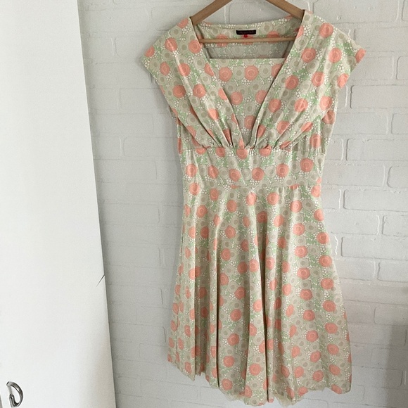 Maggie Walt Dresses & Skirts - Vintage Maggie Walt Midi Dress Retro Mod Floral Cotton Tulle Lined Pleated Sz L